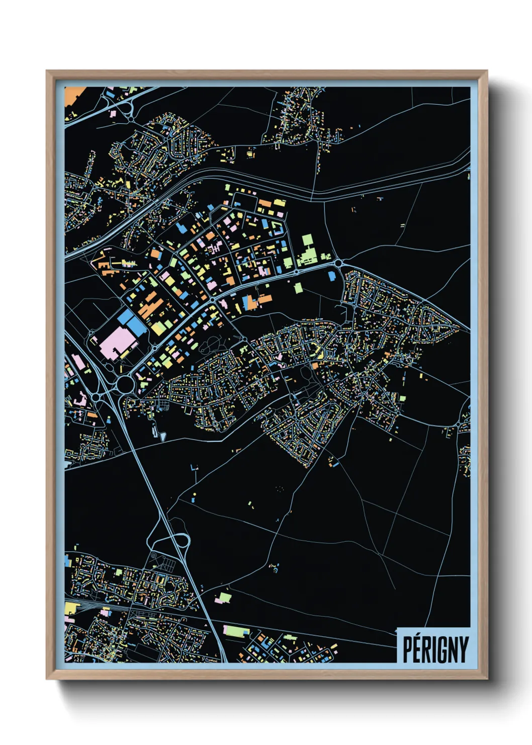 Une affiche de carte sur Périgny