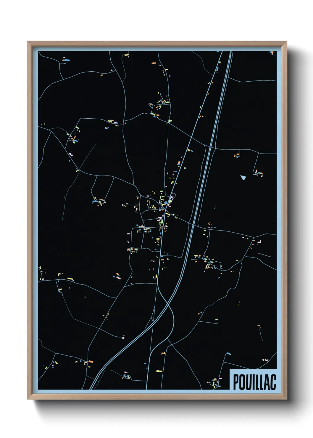 Une affiche de carte sur Pouillac