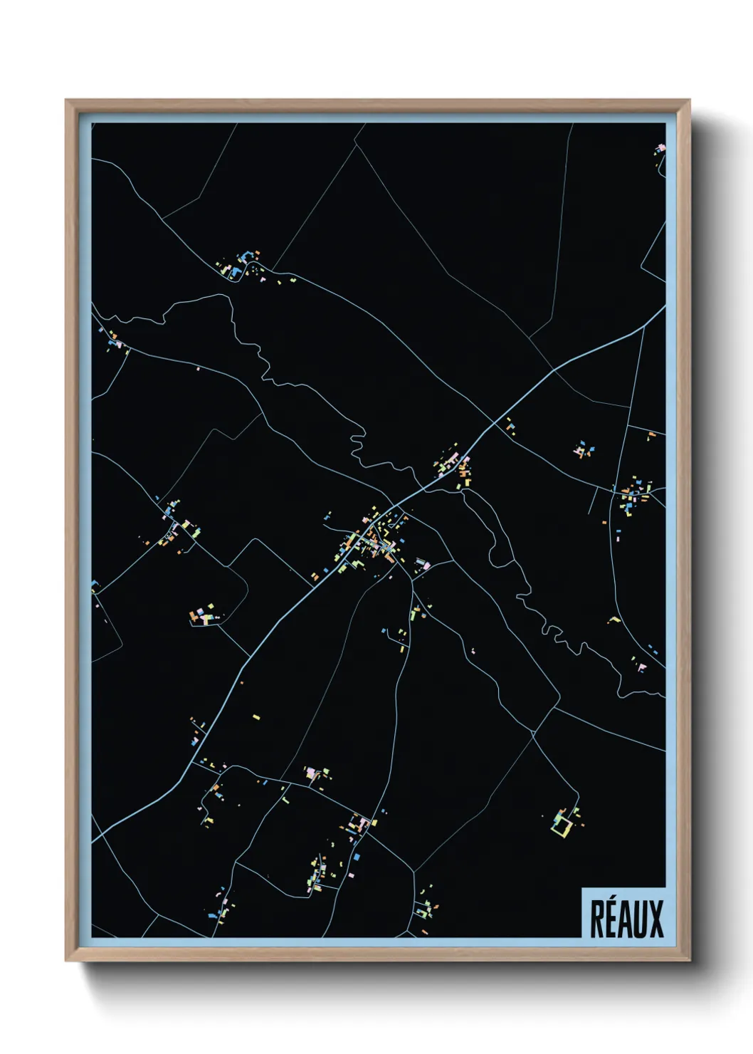 Une affiche de carte sur Réaux