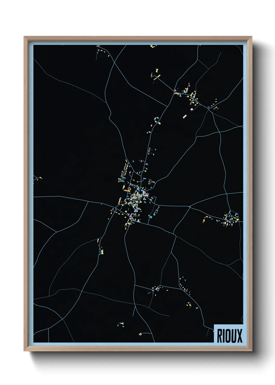 Une affiche de carte sur Rioux