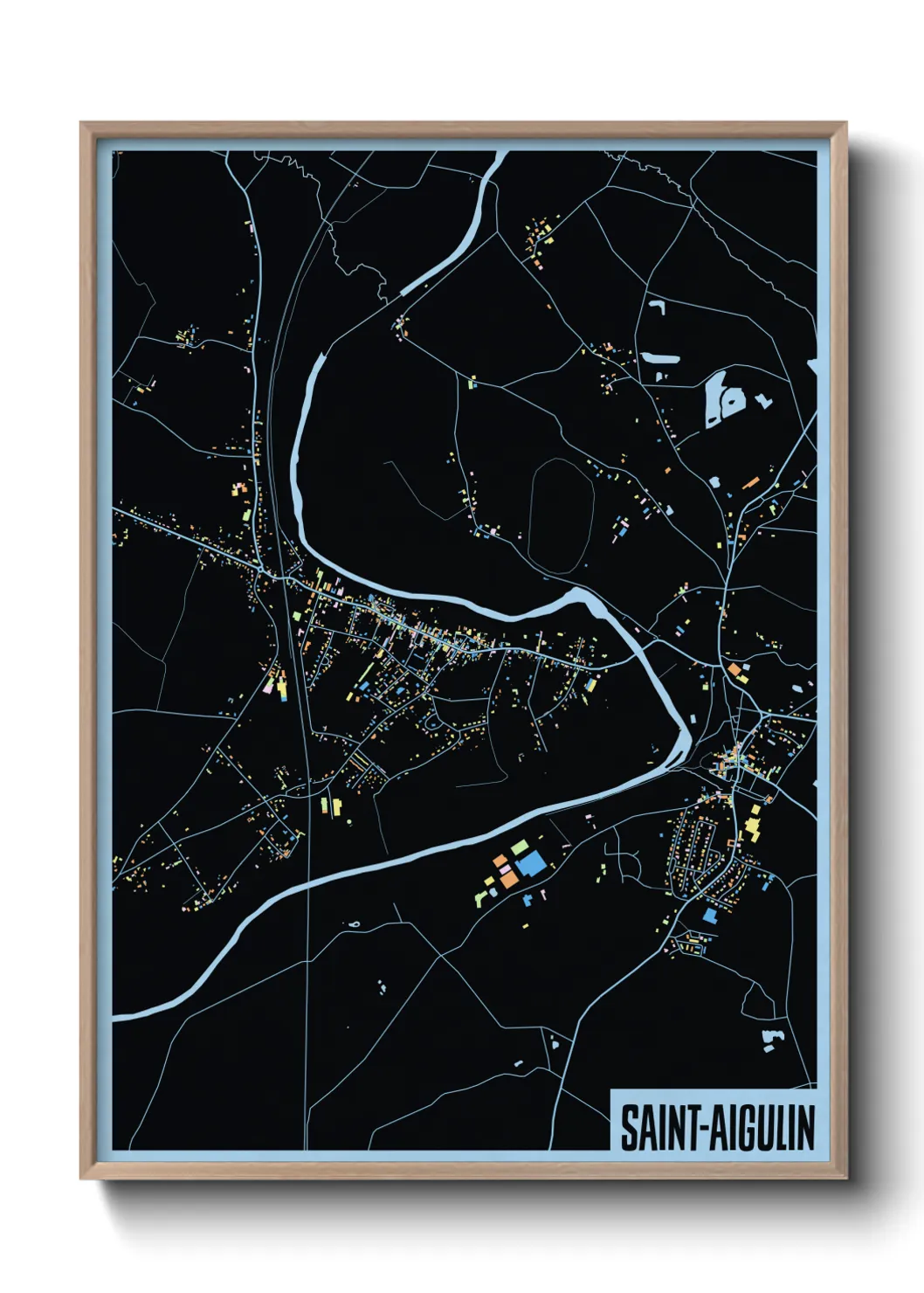 Une affiche de carte sur Saint-Aigulin