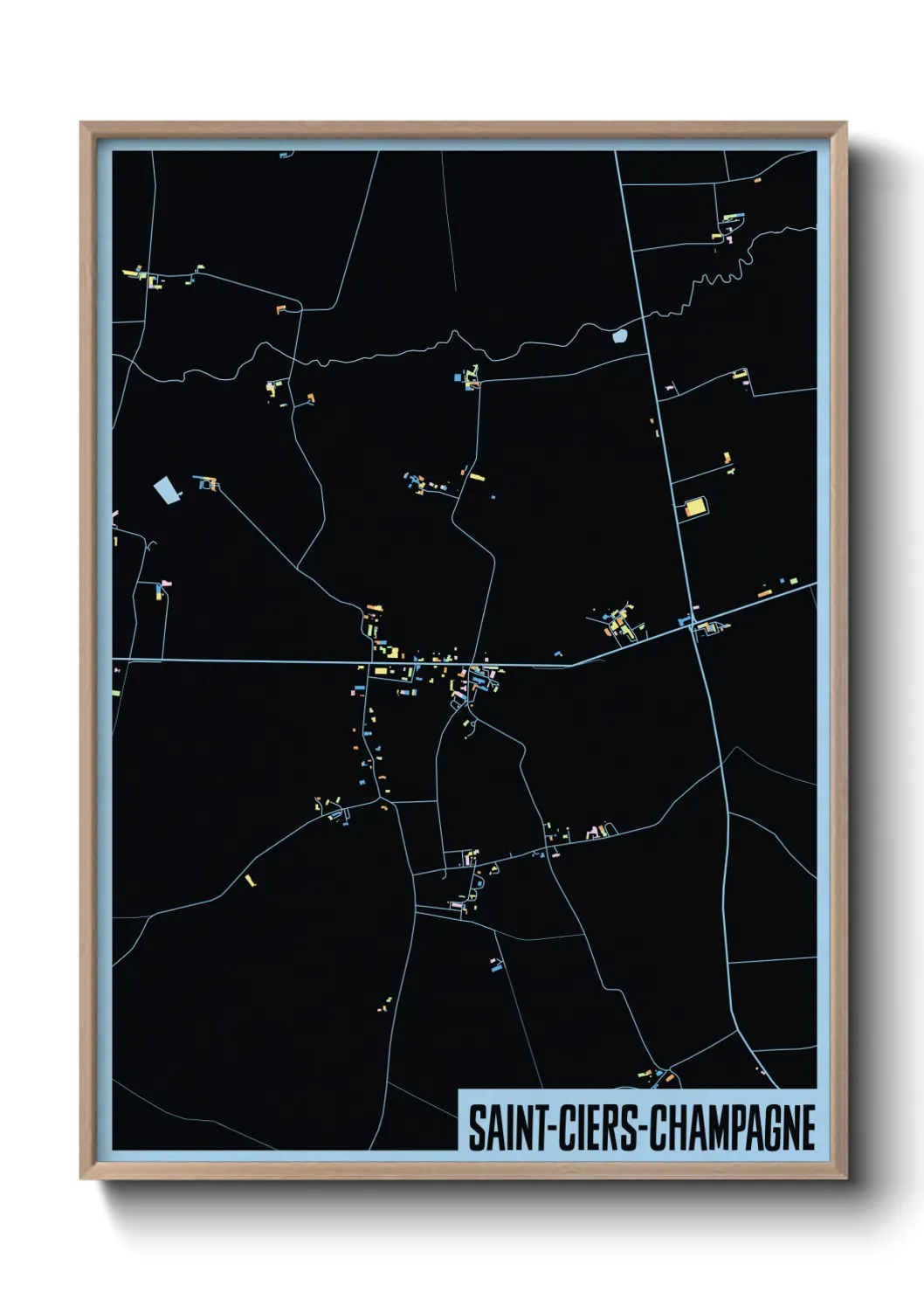 Une affiche de carte sur Saint-Ciers-Champagne