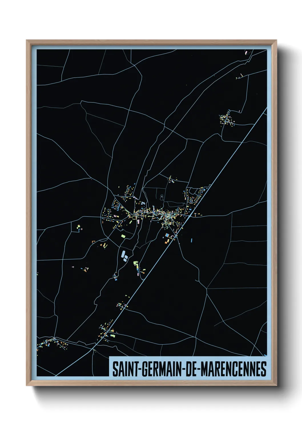 Une affiche de carte sur Saint-Germain-de-Marencennes
