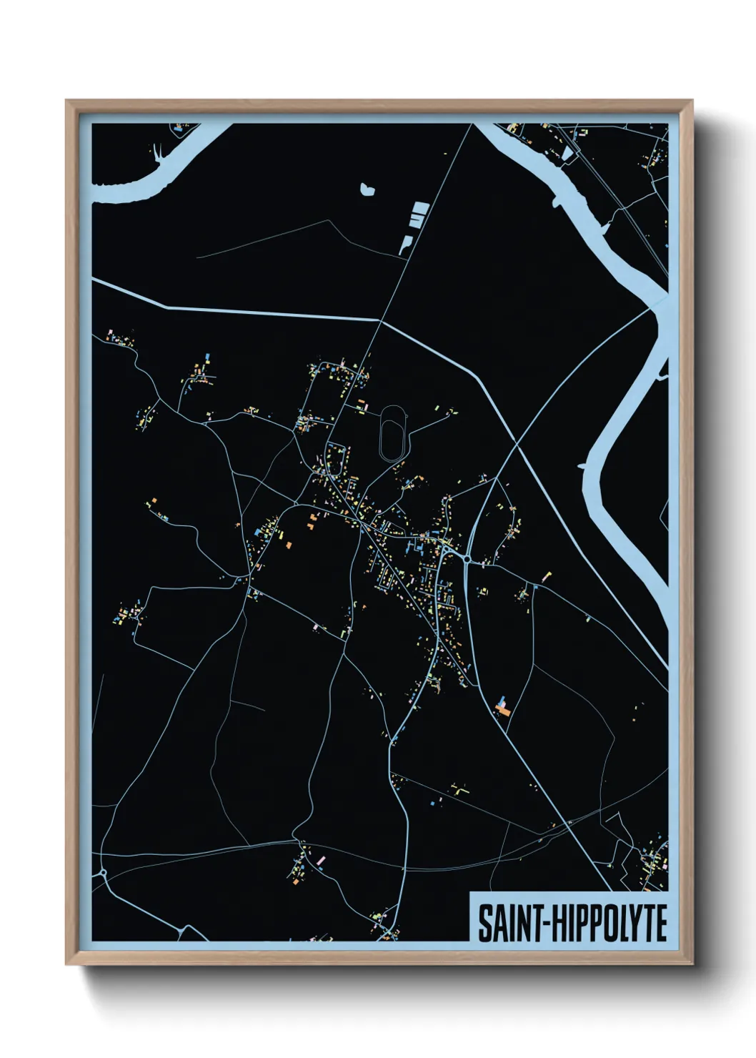 Une affiche de carte sur Saint-Hippolyte