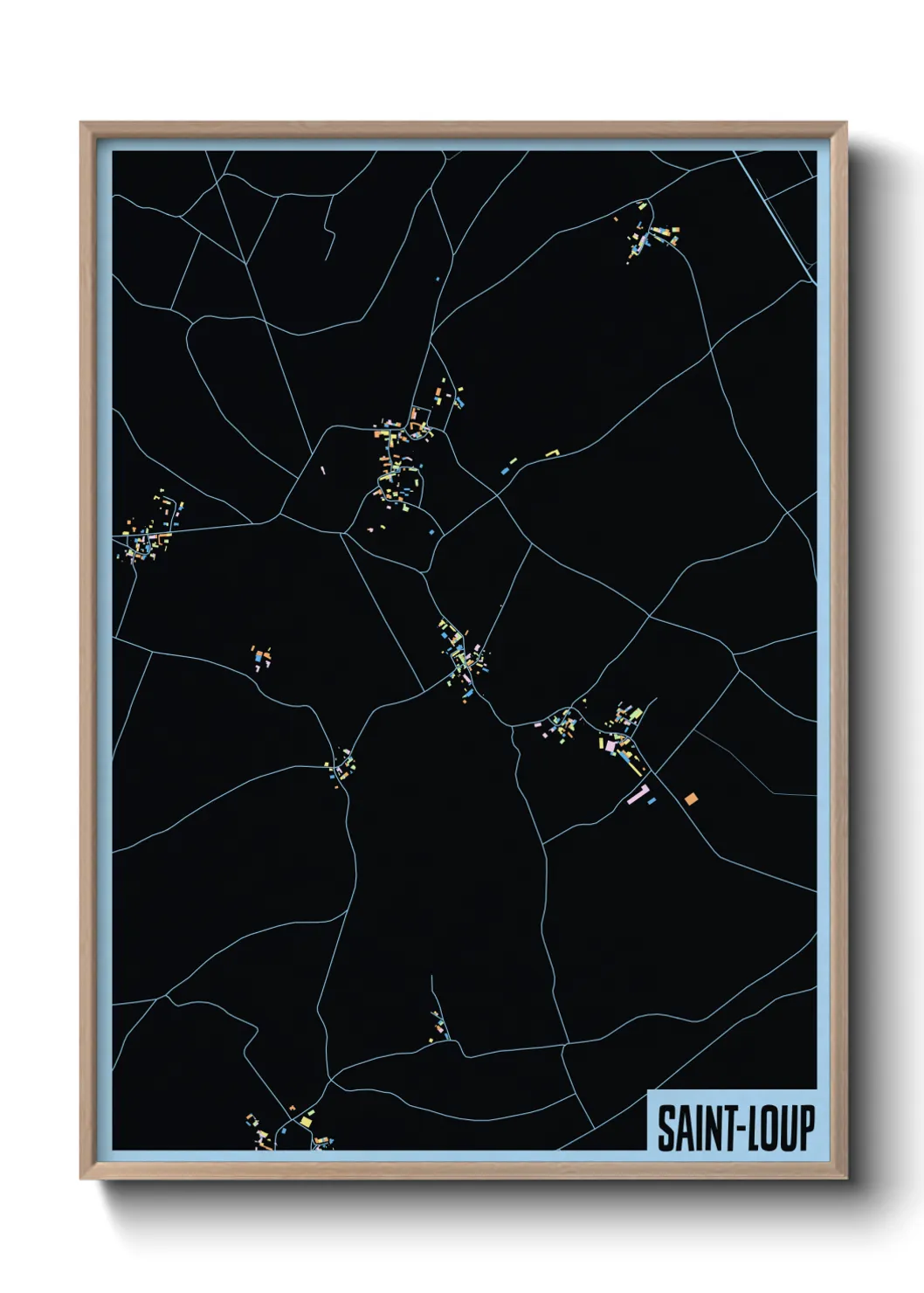 Une affiche de carte sur Saint-Loup