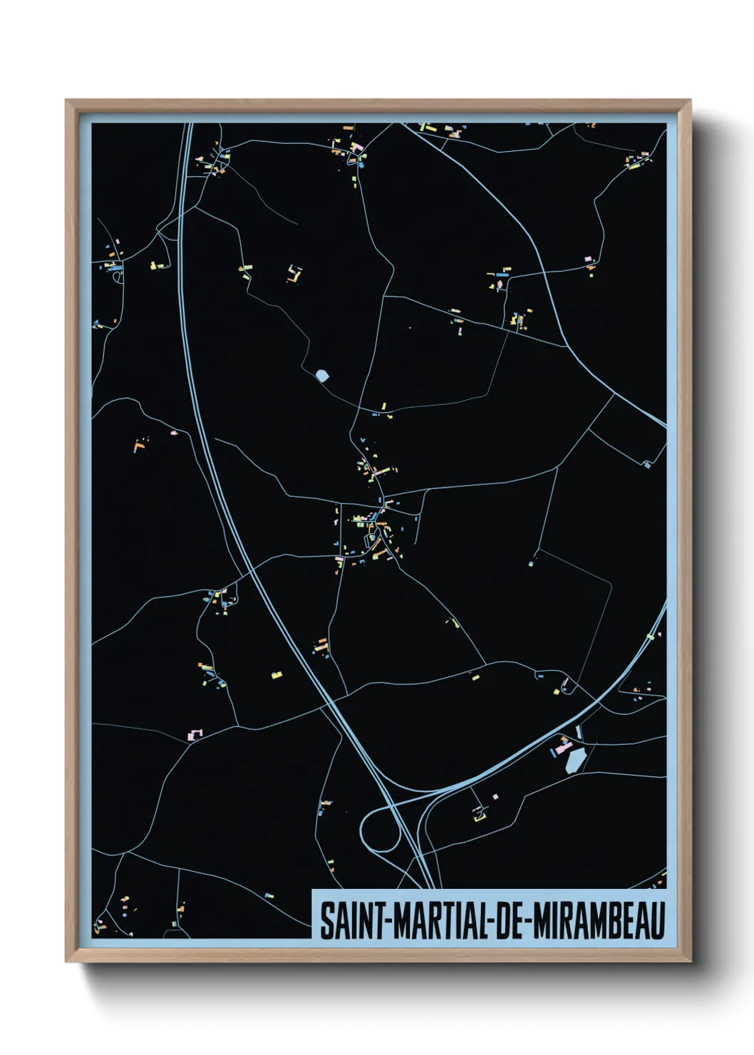 Une affiche de carte sur Saint-Martial-de-Mirambeau