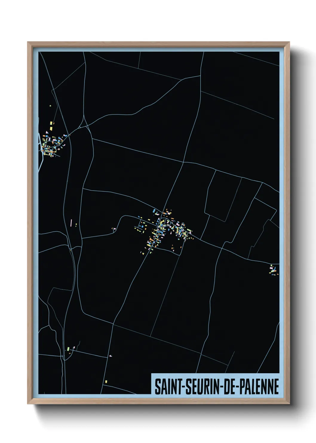 Une affiche de carte sur Saint-Seurin-de-Palenne