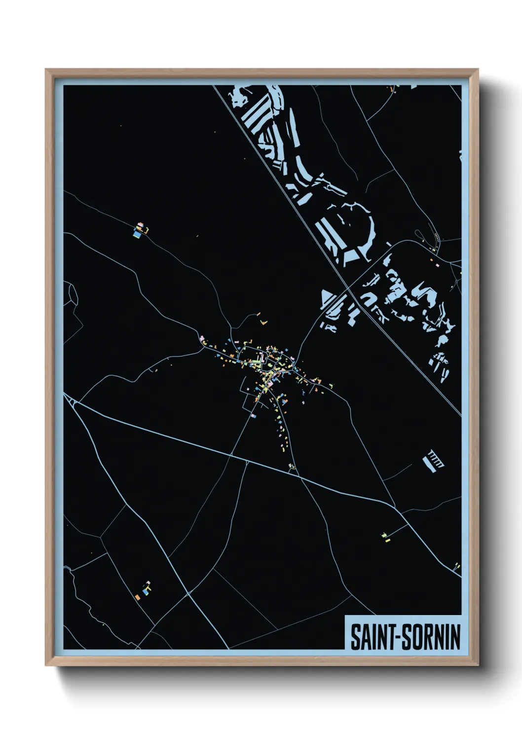 Une affiche de carte sur Saint-Sornin