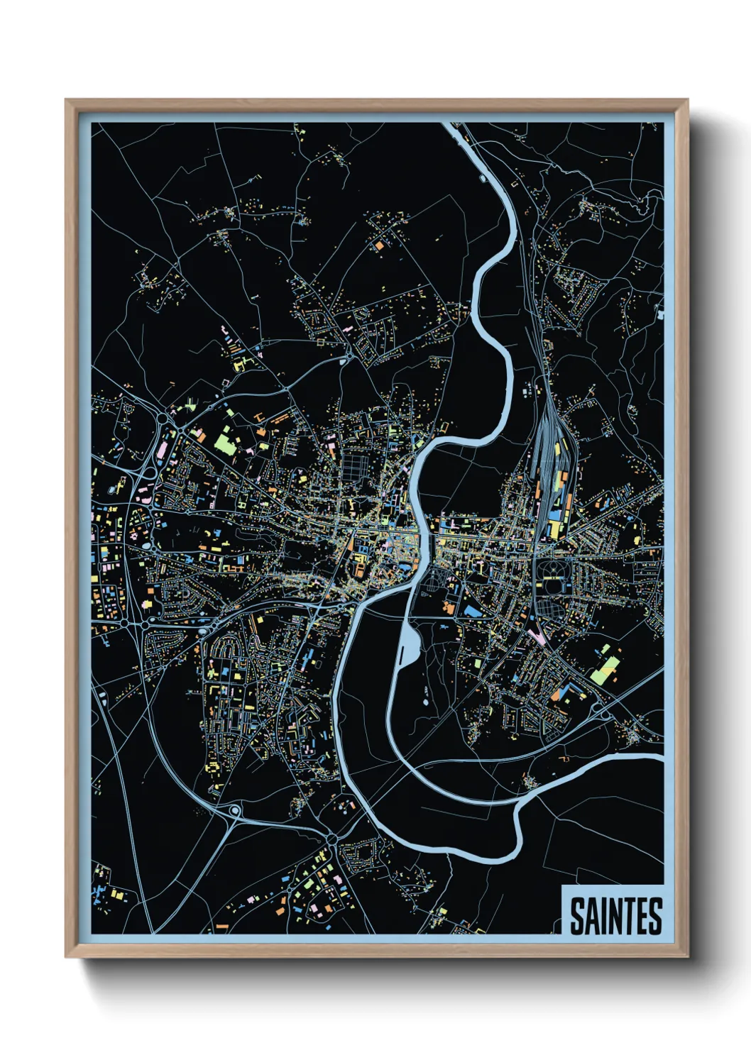 Une affiche de carte sur Saintes