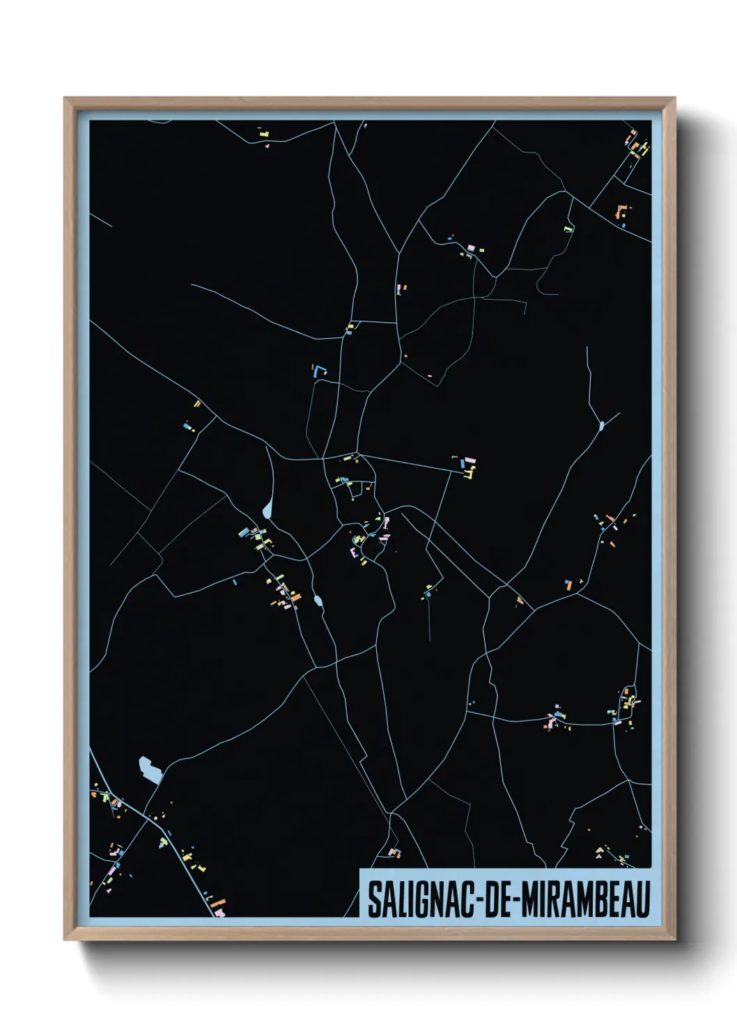 Une affiche de carte sur Salignac-de-Mirambeau