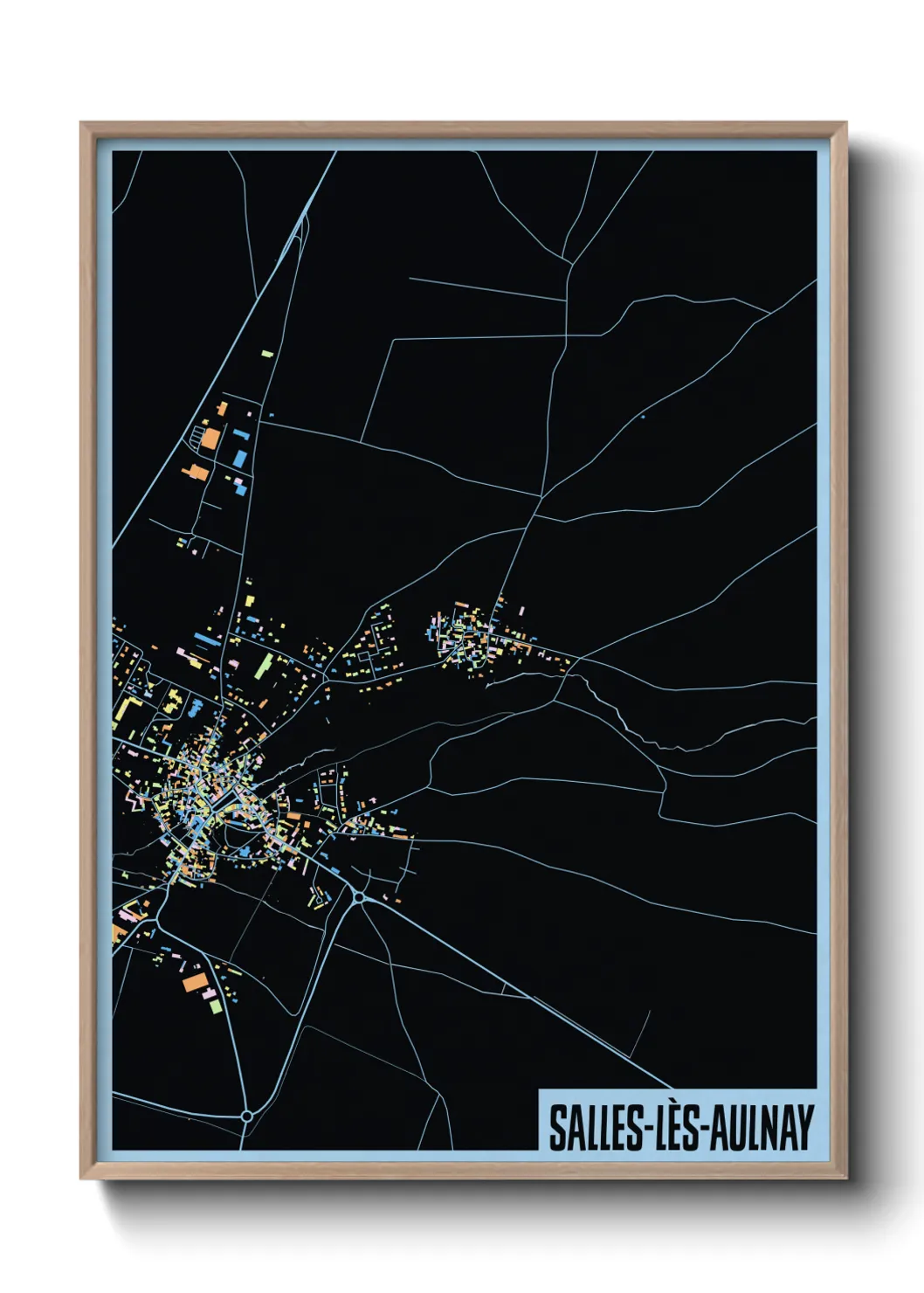 Une affiche de carte sur Salles-lès-Aulnay