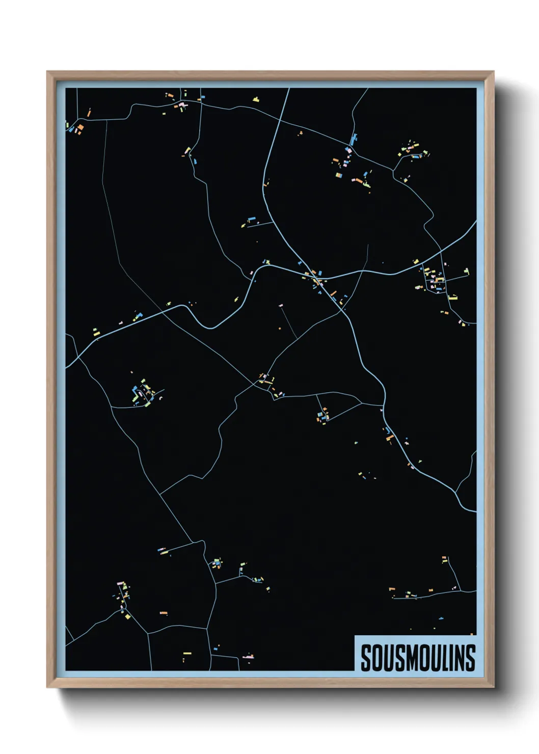 Une affiche de carte sur Sousmoulins