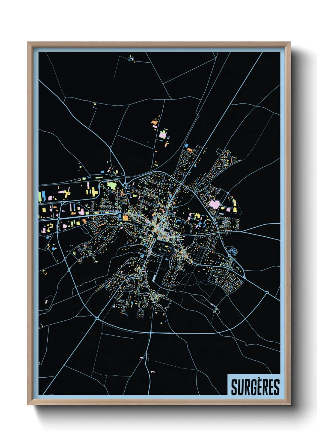 Une affiche de carte sur Surgères
