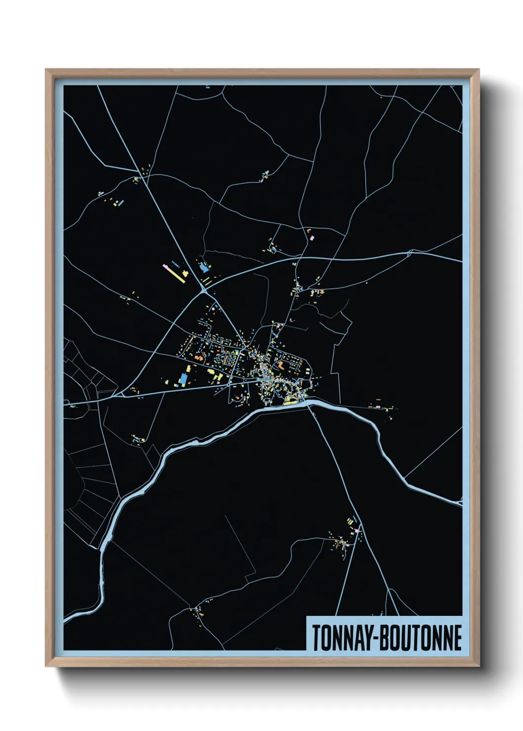 Une affiche de carte sur Tonnay-Boutonne