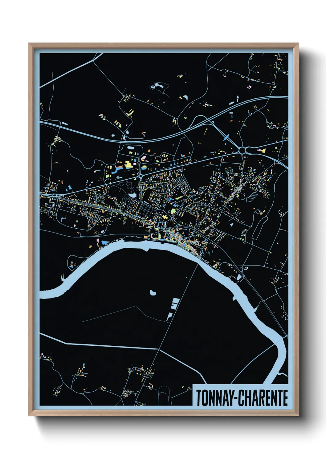 Une affiche de carte sur Tonnay-Charente