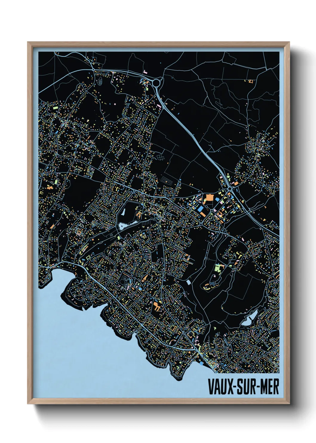 Une affiche de carte sur Vaux-sur-Mer