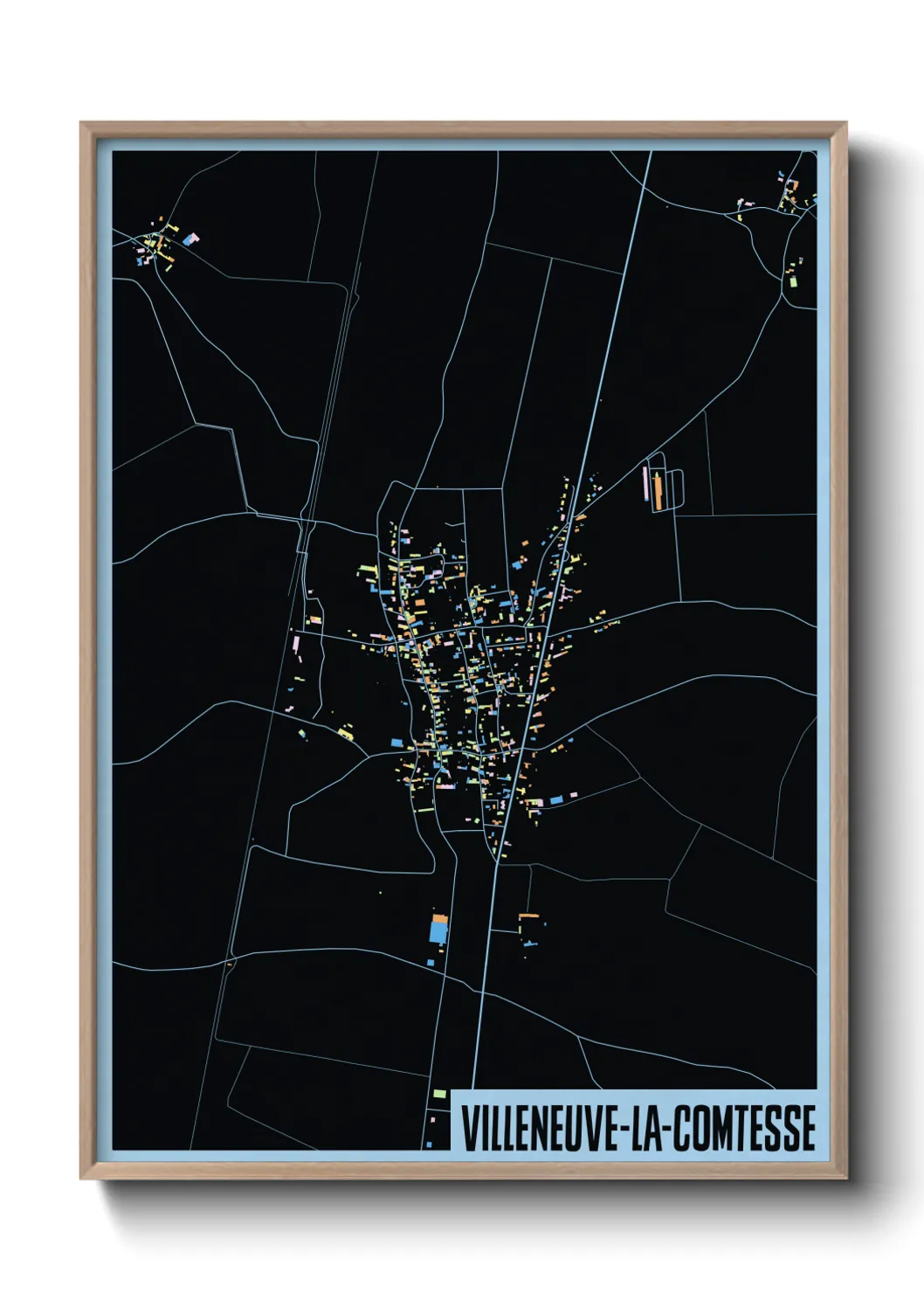 Une affiche de carte sur Villeneuve-la-Comtesse