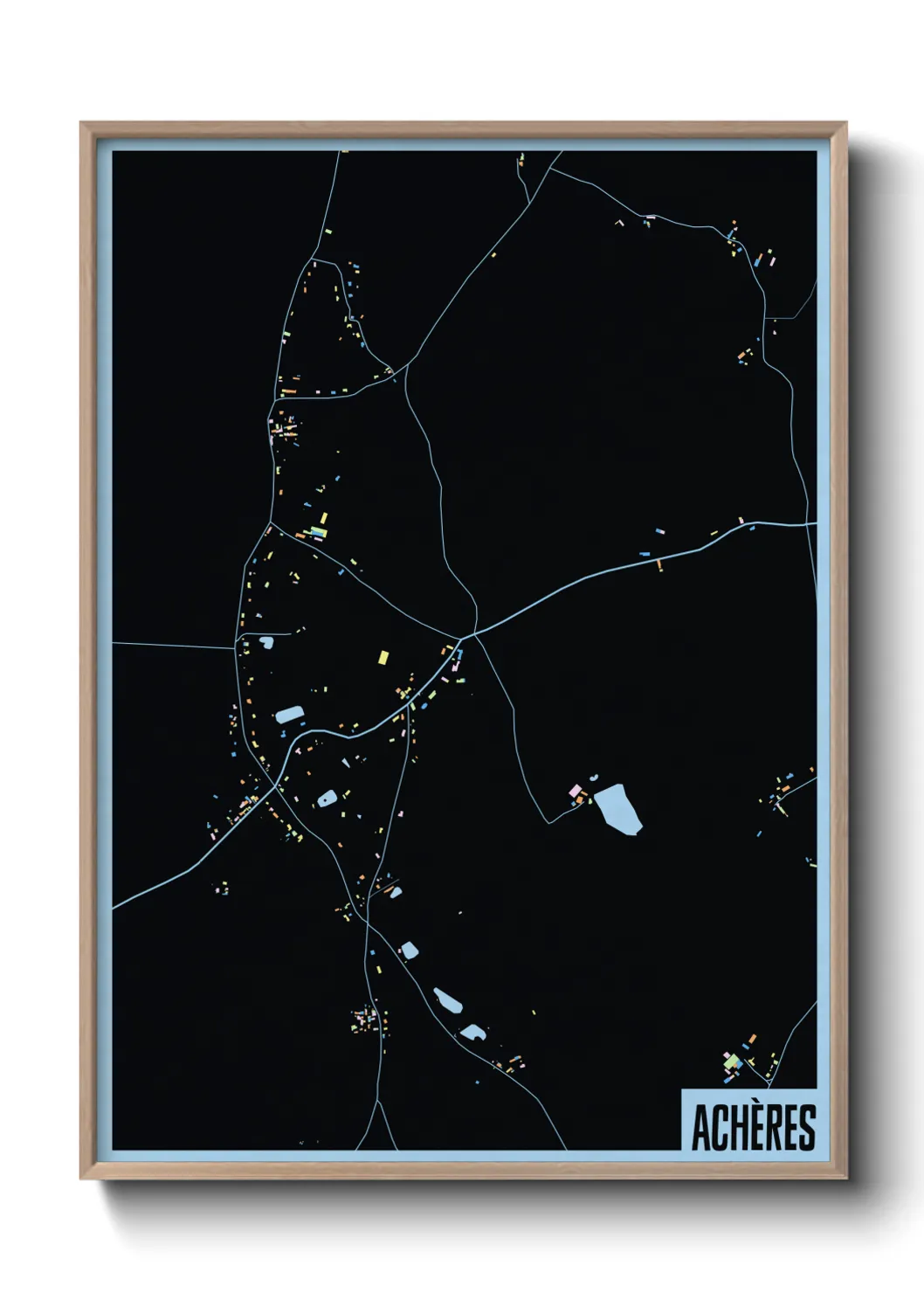 Une affiche de carte sur Achères