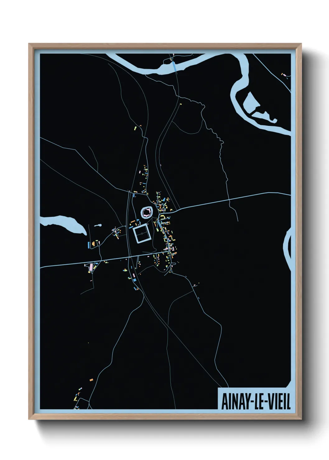 Une affiche de carte sur Ainay-le-Vieil