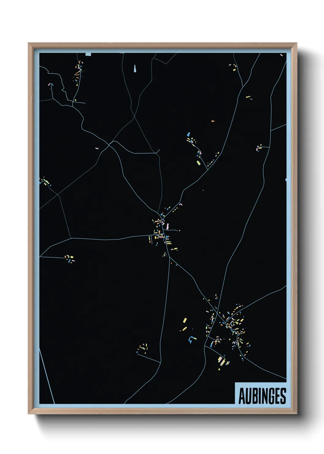 Une affiche de carte sur Aubinges