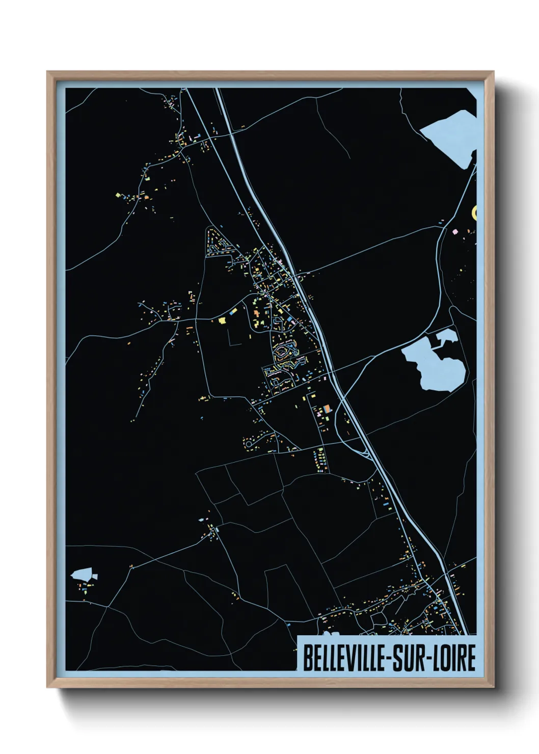 Une affiche de carte sur Belleville-sur-Loire