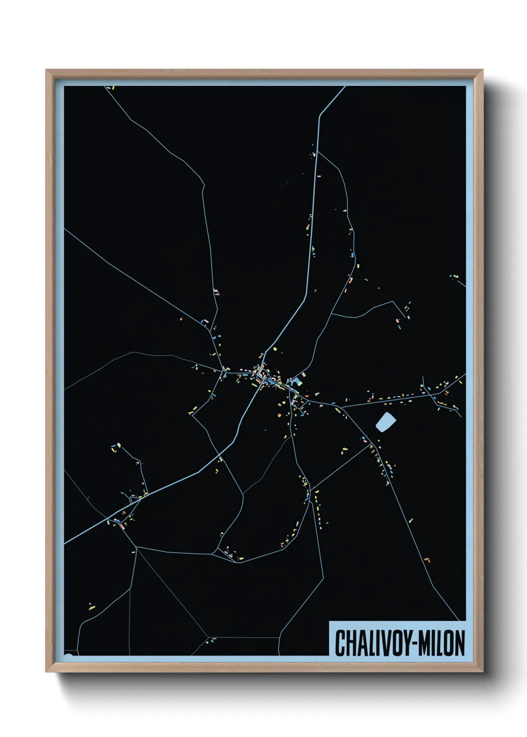 Une affiche de carte sur Chalivoy-Milon