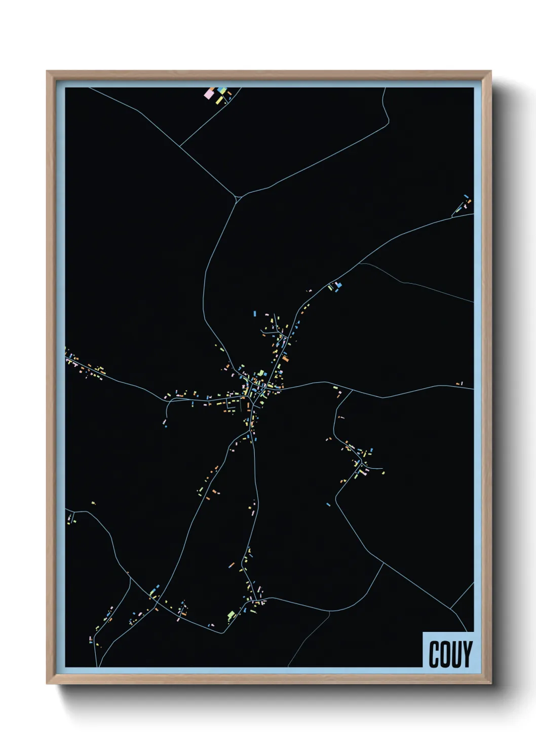 Une affiche de carte sur Couy