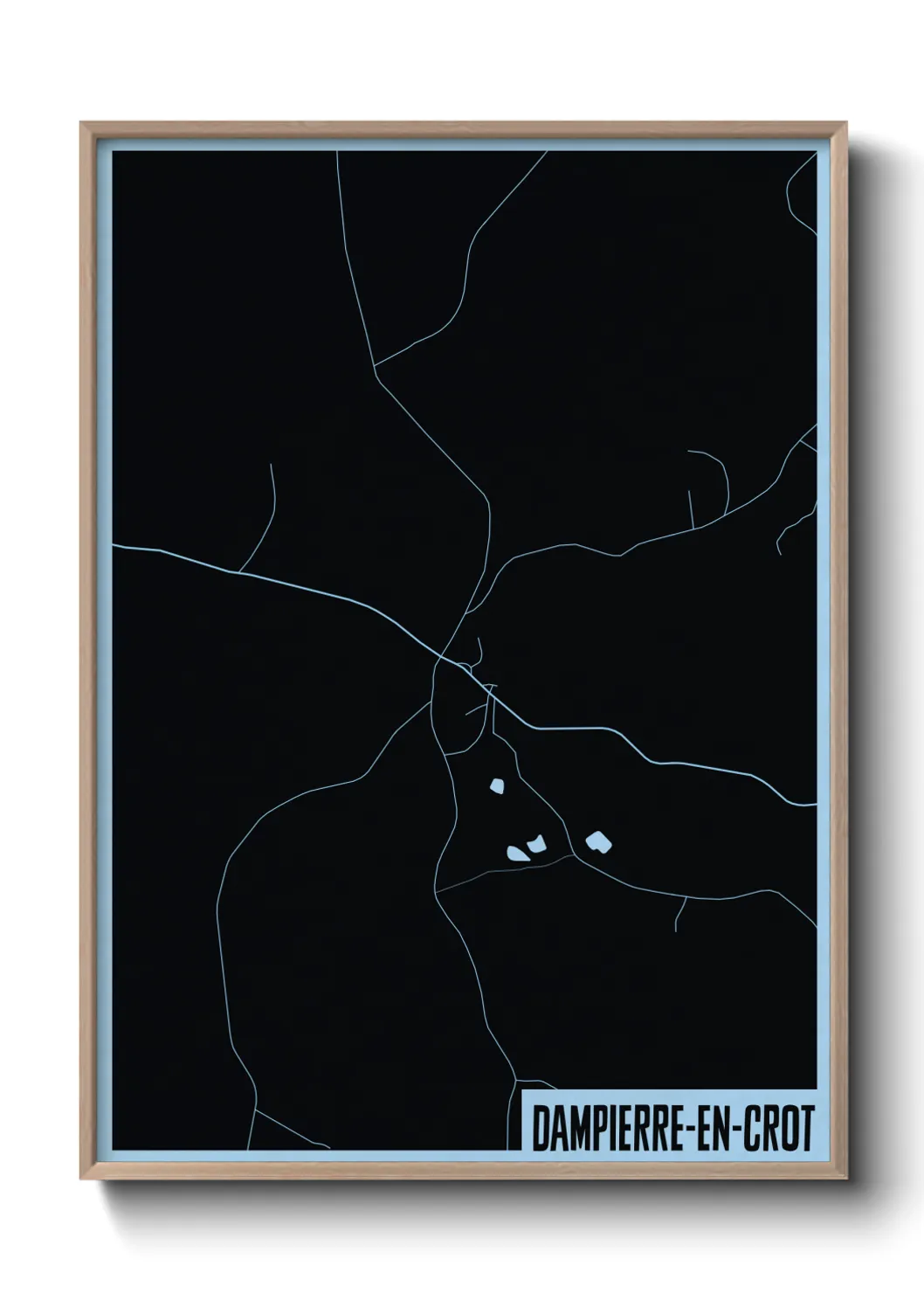 Une affiche de carte sur Dampierre-en-Crot