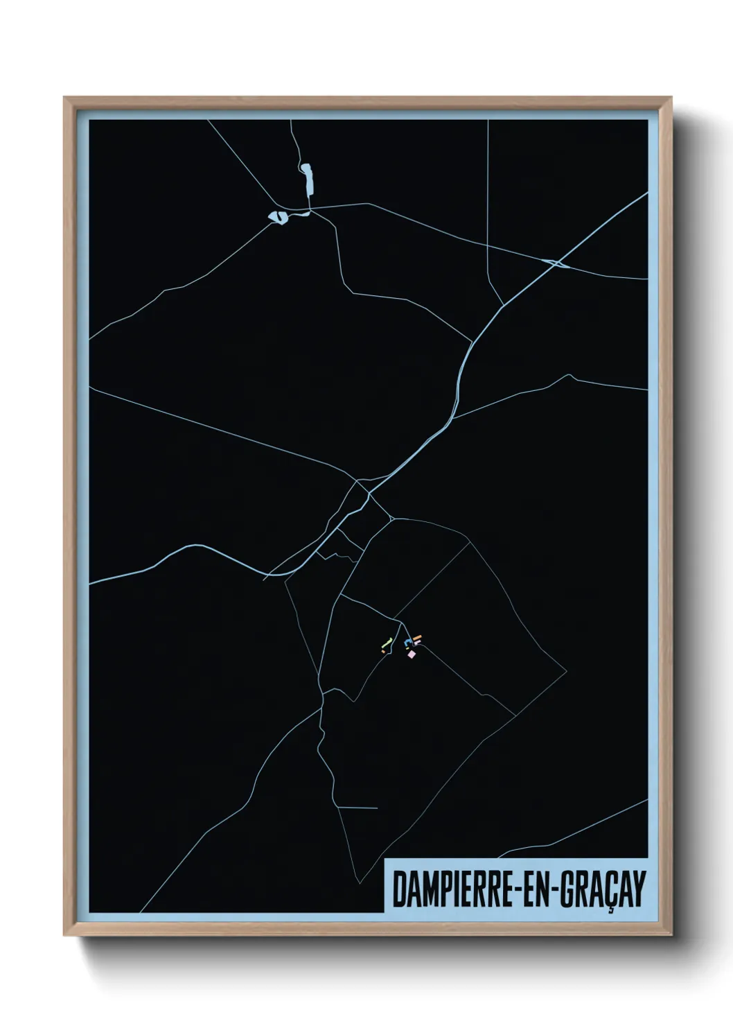 Une affiche de carte sur Dampierre-en-Graçay