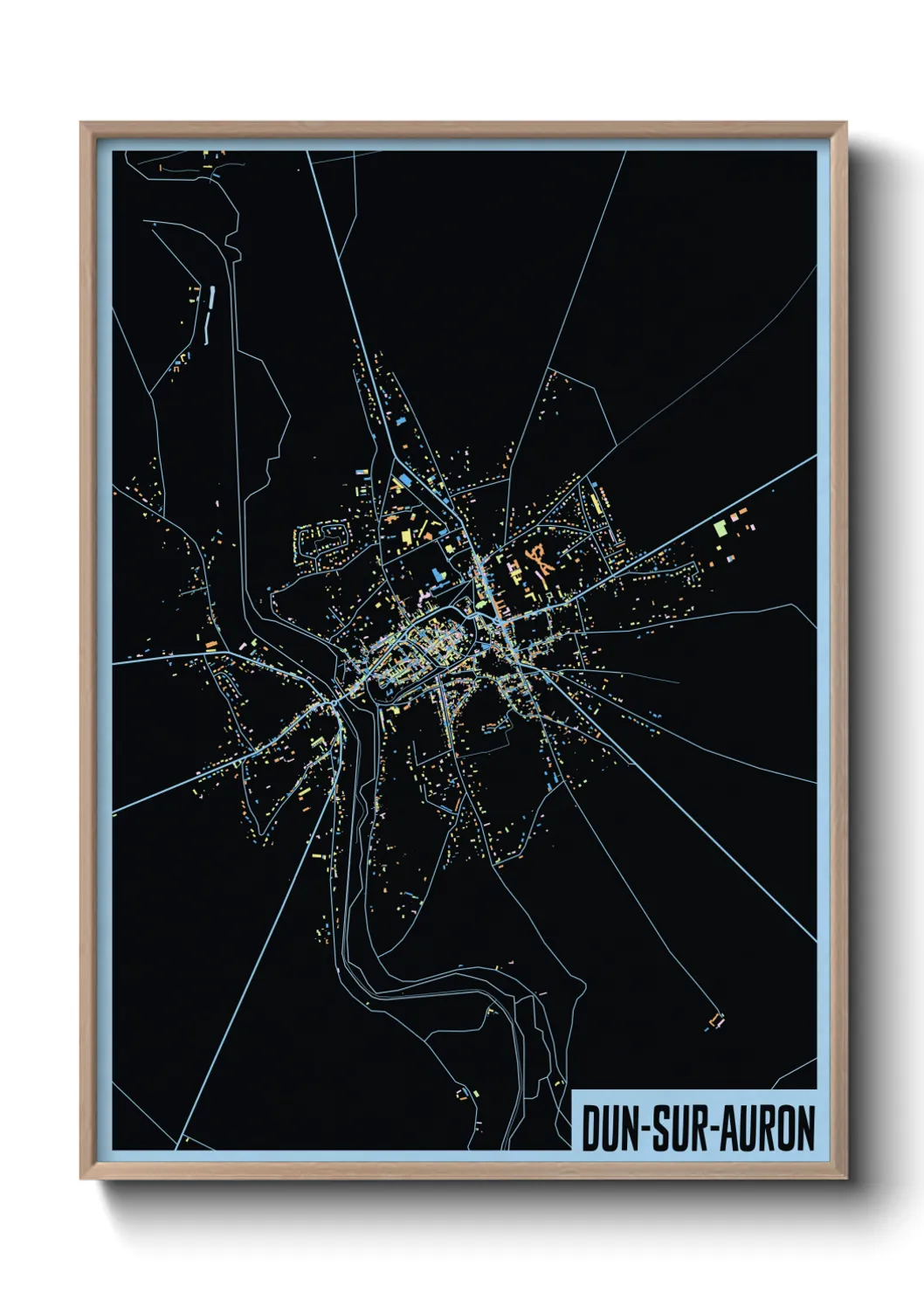 Une affiche de carte sur Dun-sur-Auron