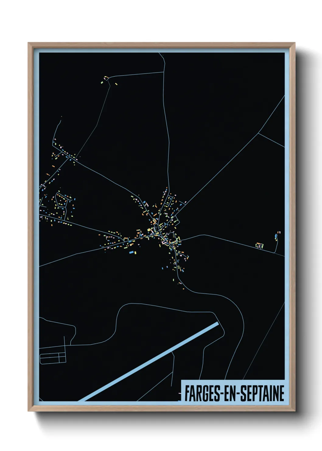 Une affiche de carte sur Farges-en-Septaine