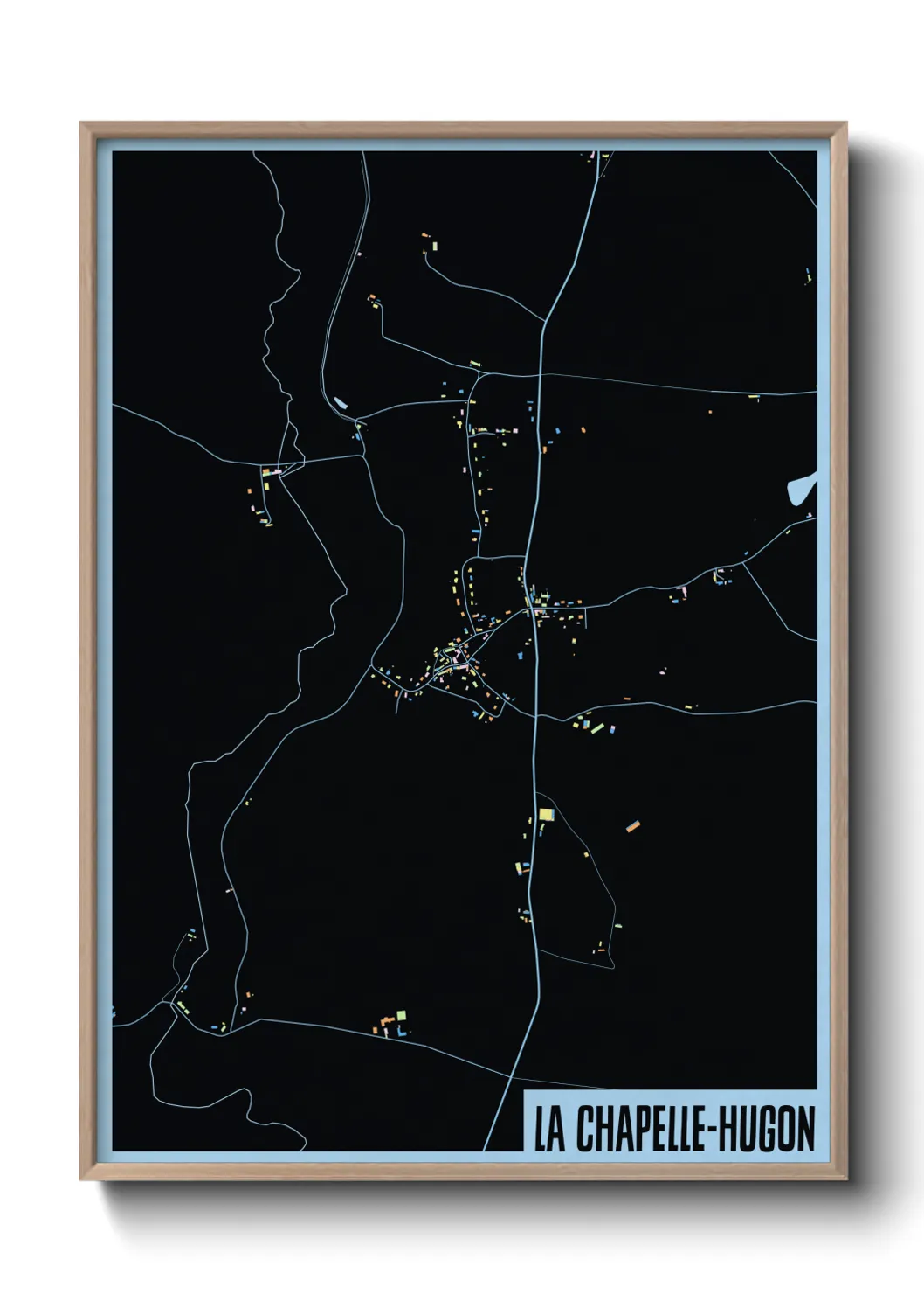 Une affiche de carte sur La Chapelle-Hugon