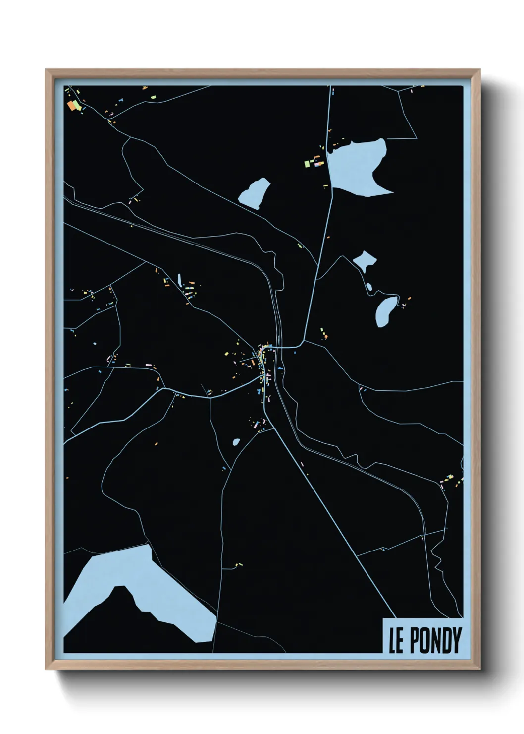 Une affiche de carte sur Le Pondy