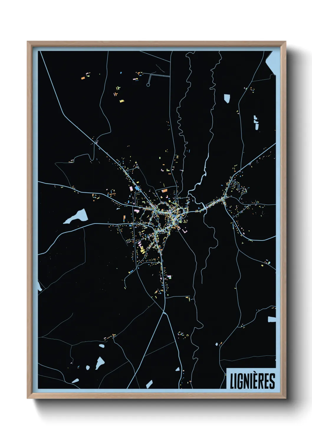 Une affiche de carte sur Lignières