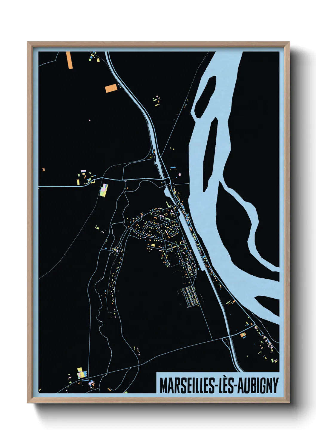 Une affiche de carte sur Marseilles-lès-Aubigny