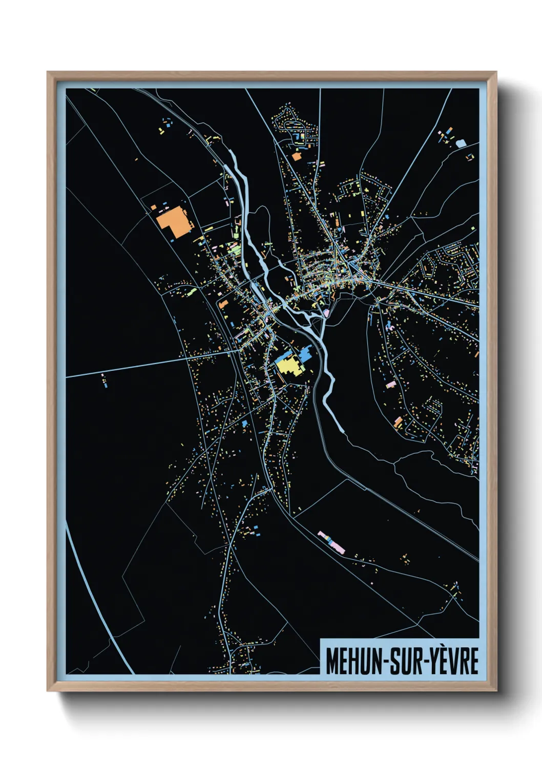 Une affiche de carte sur Mehun-sur-Yèvre