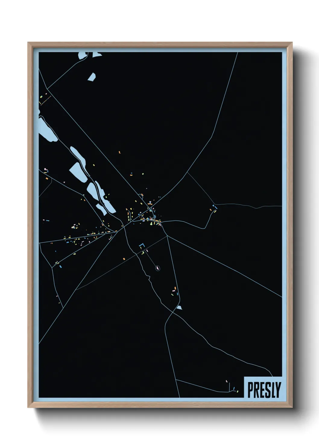 Une affiche de carte sur Presly