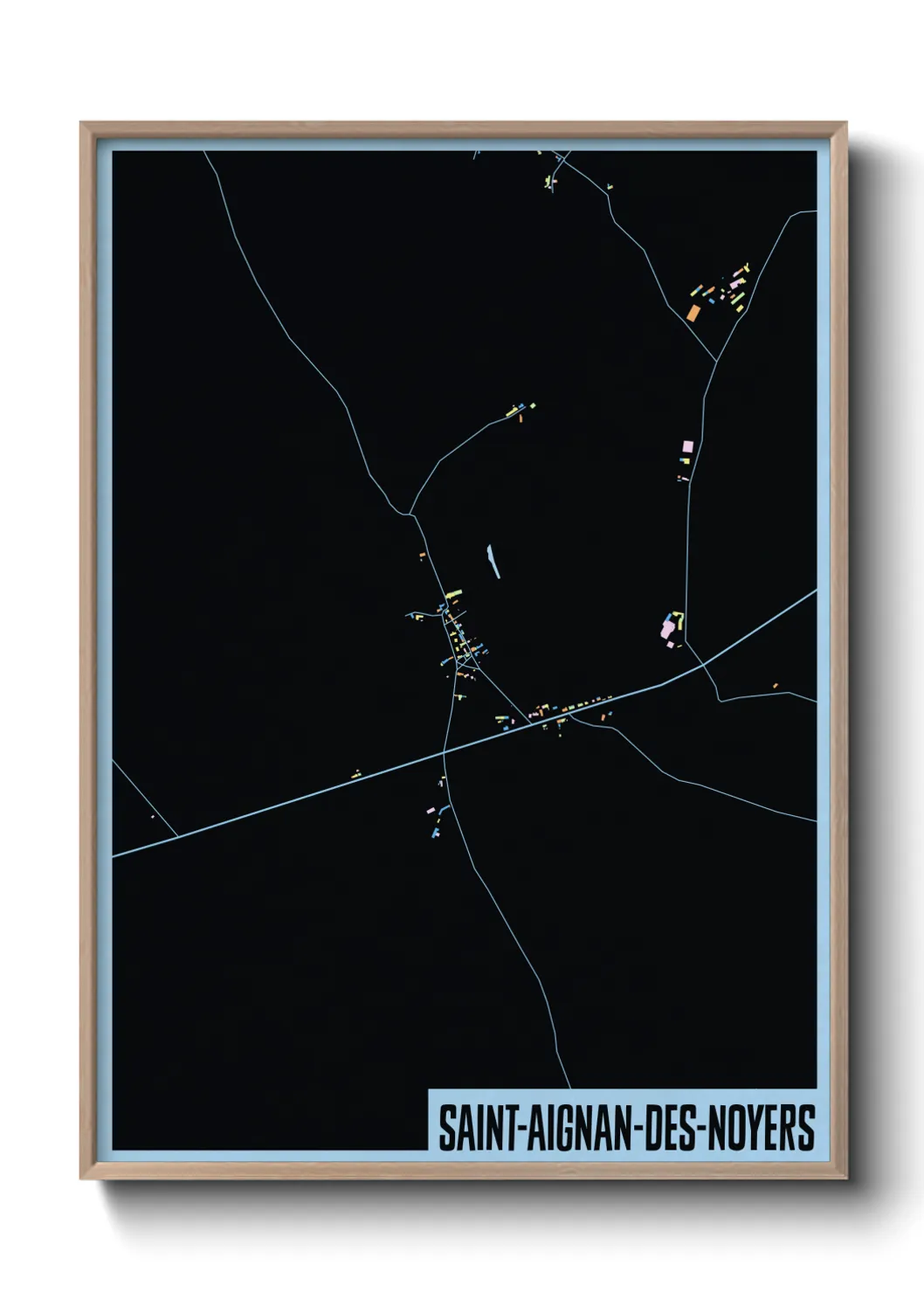 Une affiche de carte sur Saint-Aignan-des-Noyers