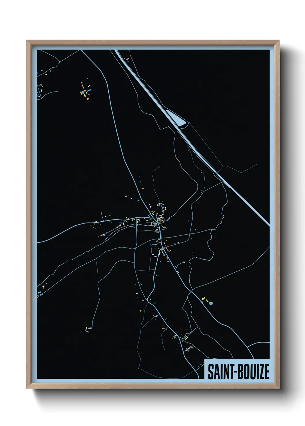 Une affiche de carte sur Saint-Bouize