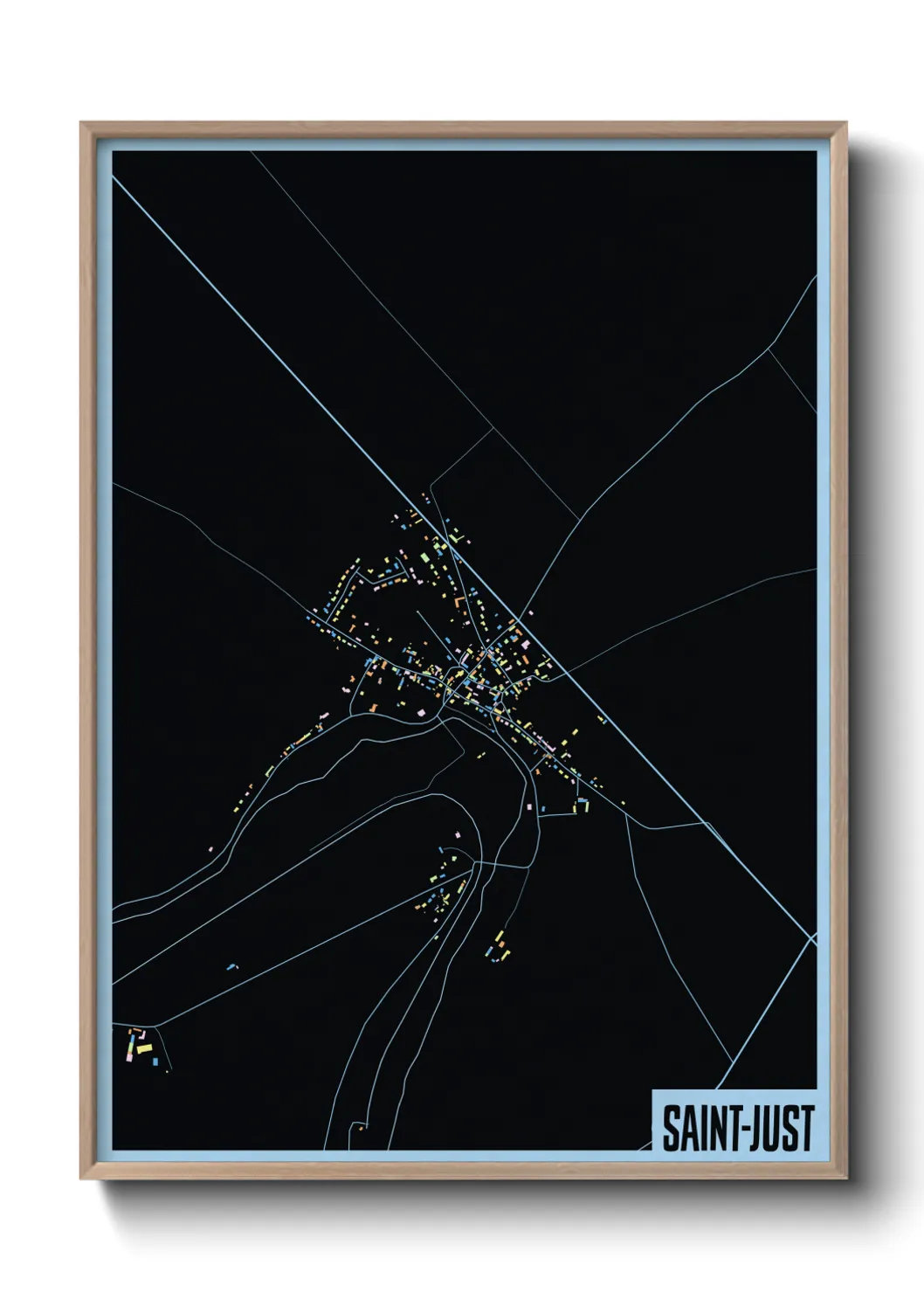 Une affiche de carte sur Saint-Just