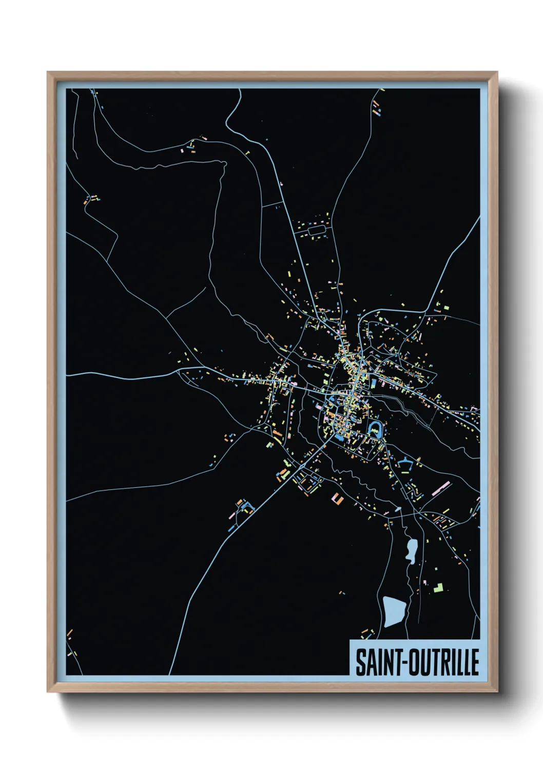 Une affiche de carte sur Saint-Outrille