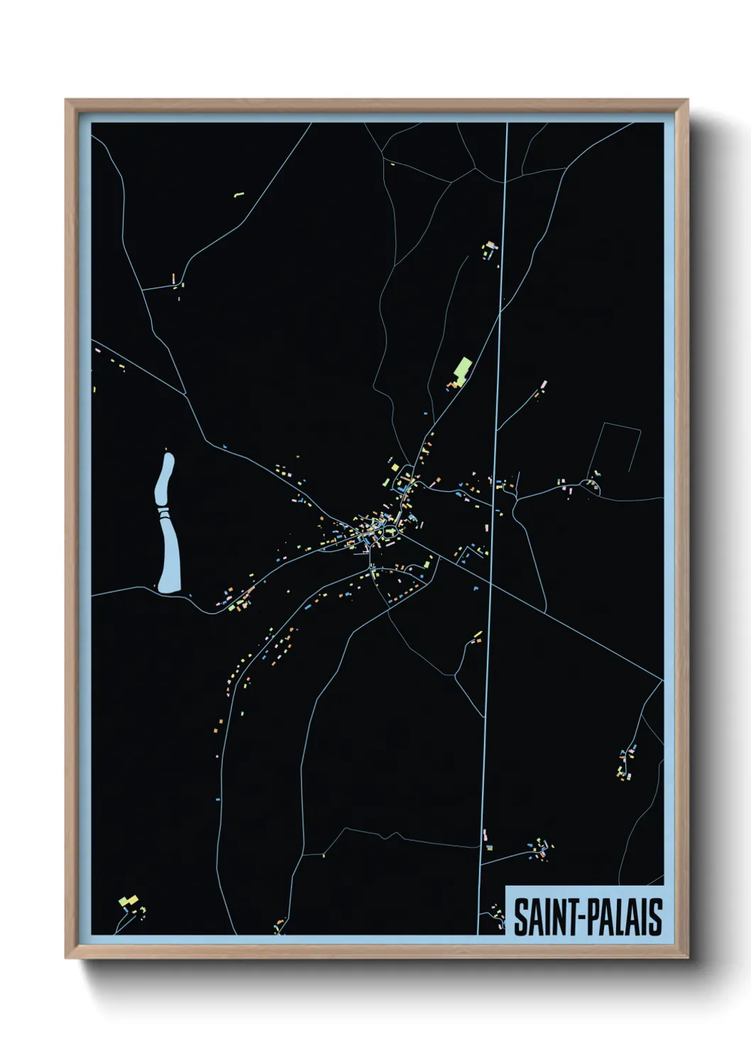 Une affiche de carte sur Saint-Palais