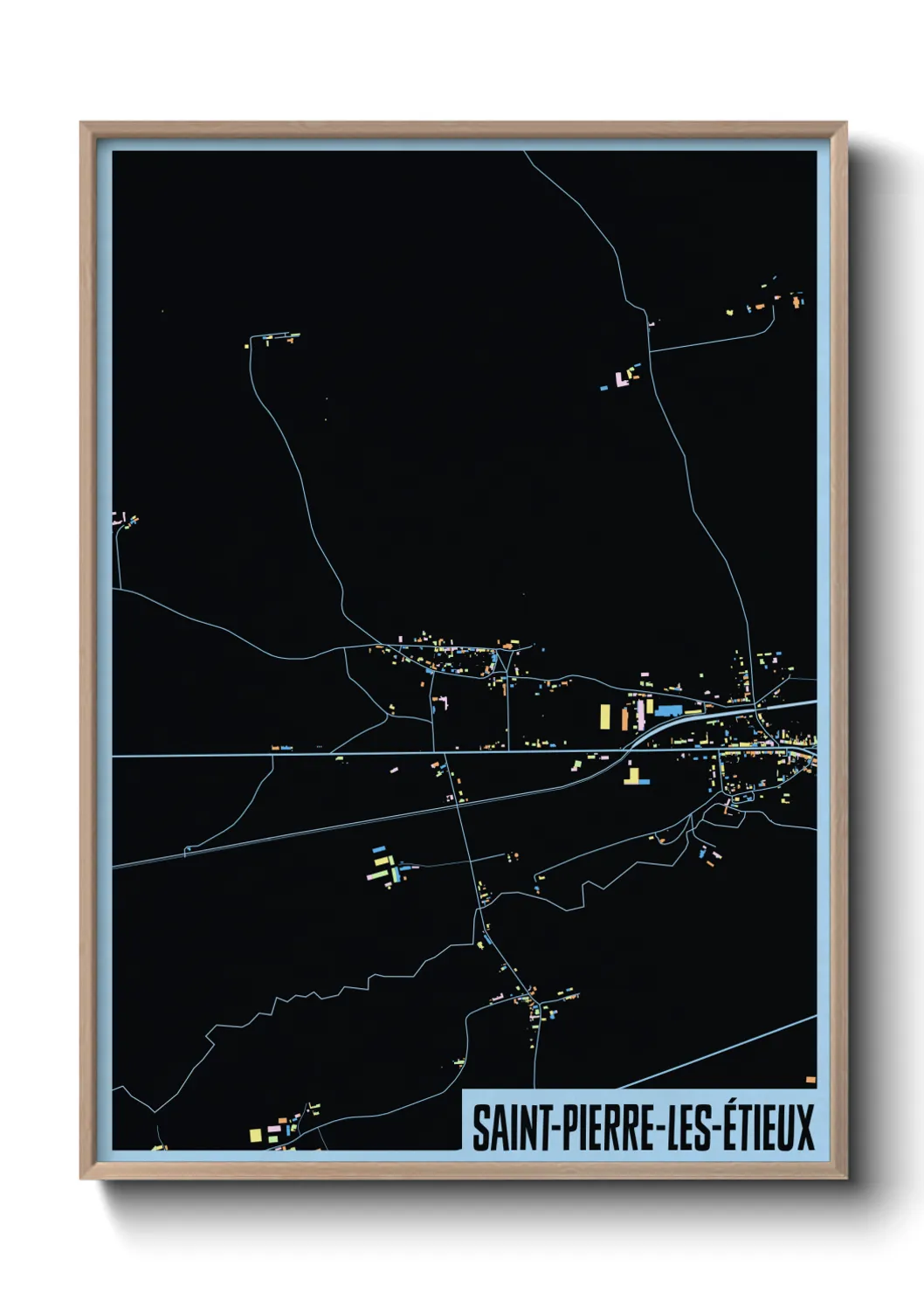 Une affiche de carte sur Saint-Pierre-les-Étieux