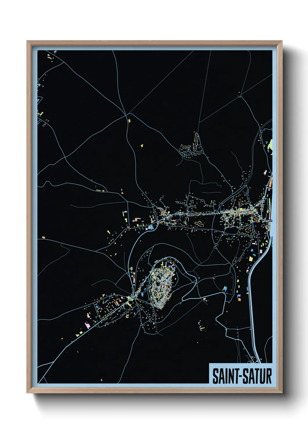 Une affiche de carte sur Saint-Satur