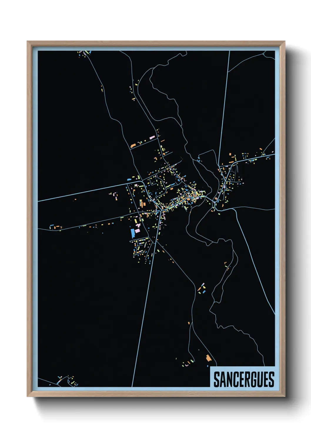 Une affiche de carte sur Sancergues