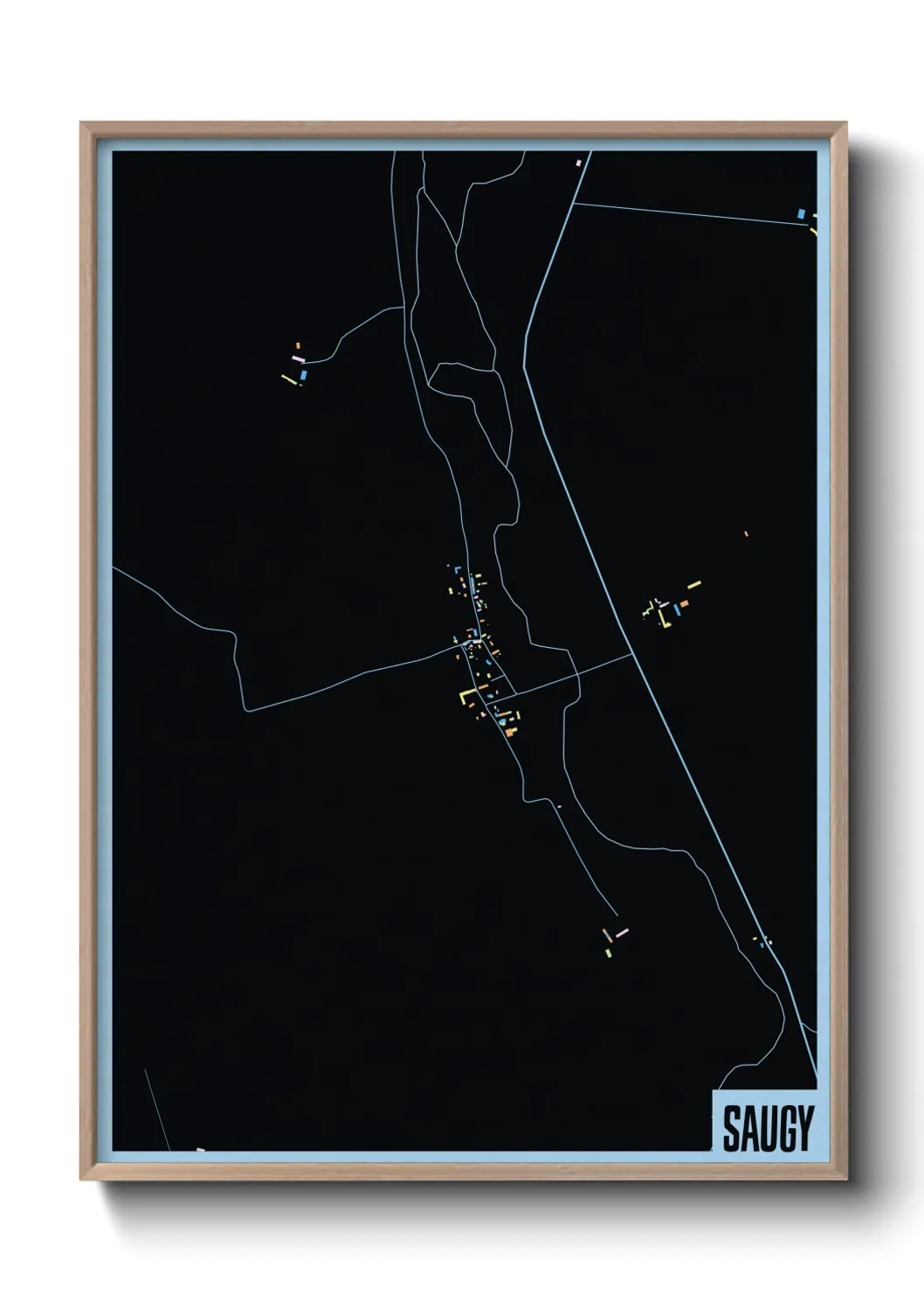 Une affiche de carte sur Saugy