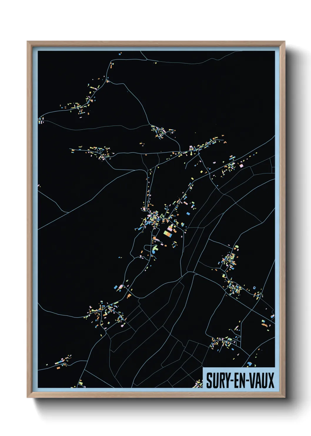 Une affiche de carte sur Sury-en-Vaux