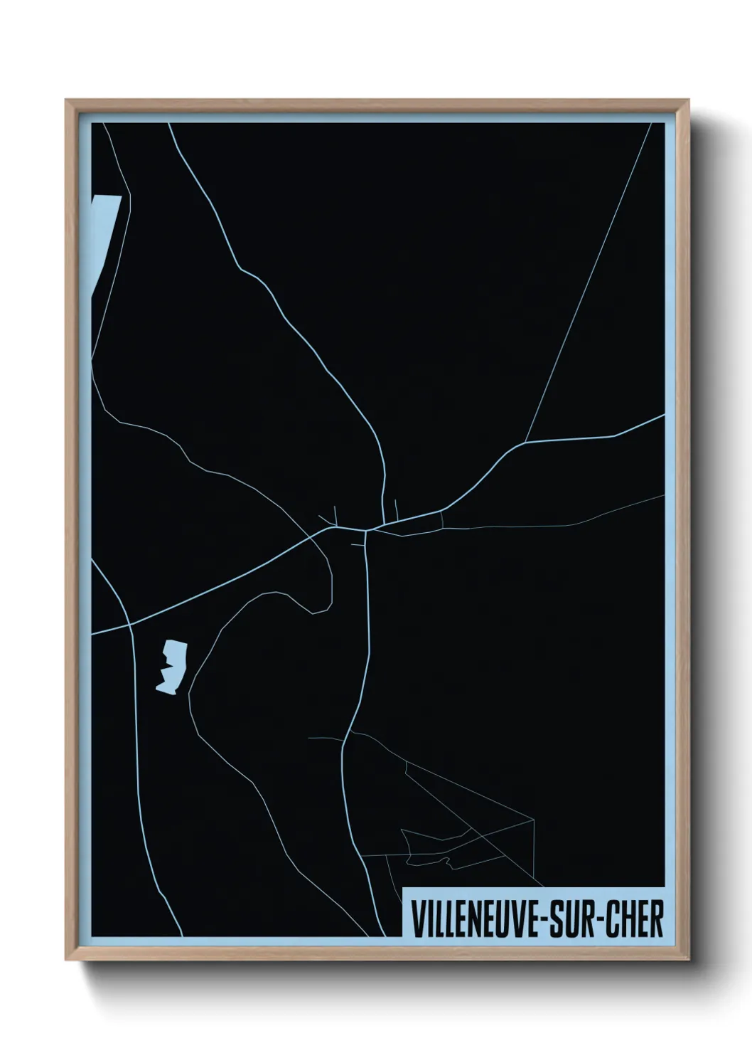 Une affiche de carte sur Villeneuve-sur-Cher