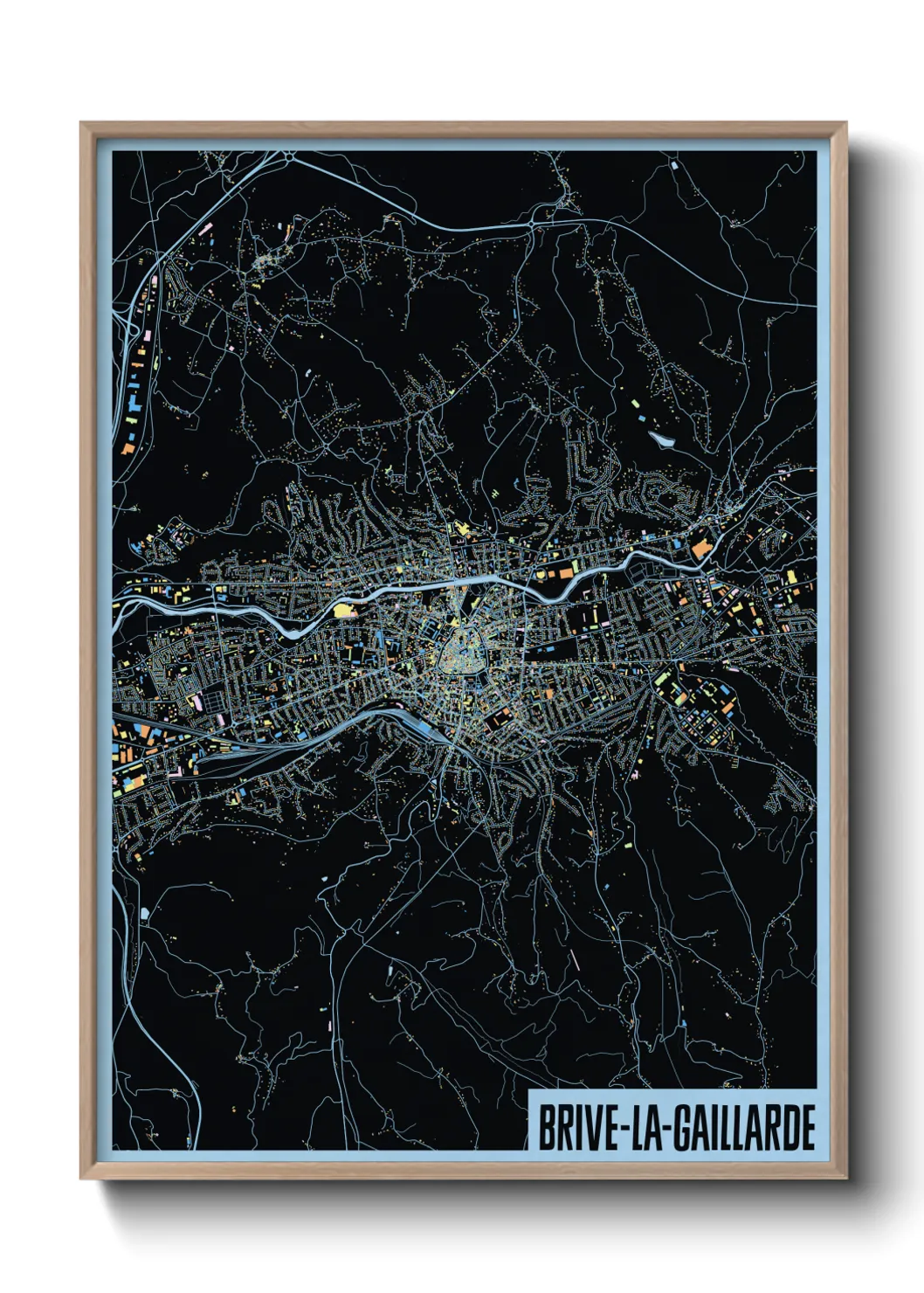 Une affiche de carte sur Brive-la-Gaillarde