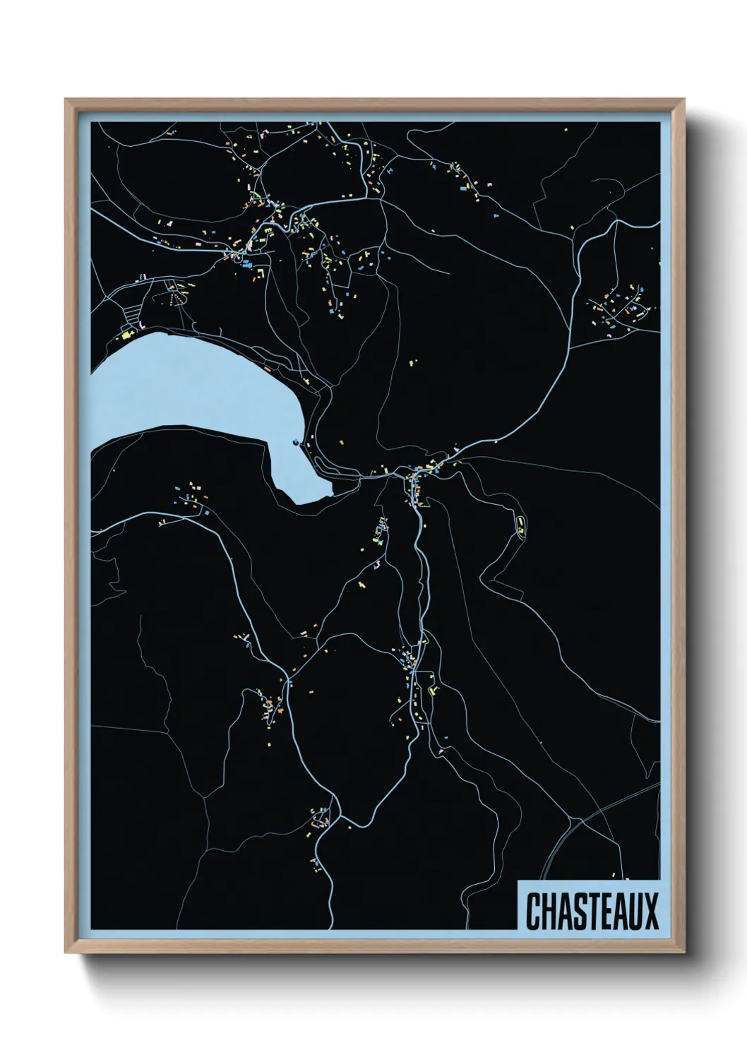 Une affiche de carte sur Chasteaux